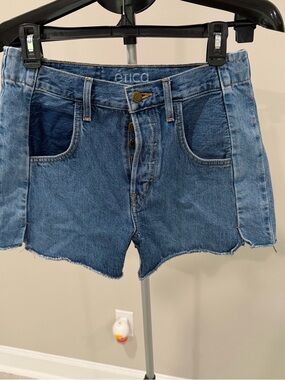 Etica Two-Tone Blue Denim Cutoff Shorts